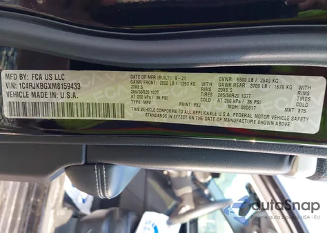 2021 Jeep Grand Cherokee L Limited from USA, damaged, VIN 1C4RJKBGXM8159433